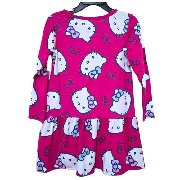 Sanrio Hello Kitty Toddler Girls Print Drop Waist Dress Long Sleeves Size 2T-4T - Picture 7 of 7
